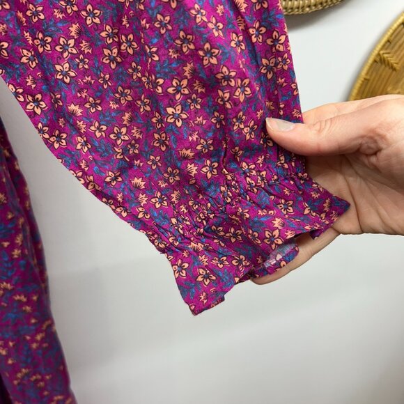 $198 Roller Rabbit Boho Purple Long Sleeve Augusta Garnet Midi Dress Medium - Picture 8 of 11